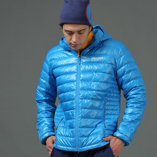 土拨鼠（Marmot）秋冬户外男鹅绒服700蓬连帽保暖超轻羽绒服81225 大红色6277 M