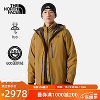 THE NORTH FACE 三合一冲锋衣男600蓬鹅绒内胆户外羽绒保暖防水83SL YW3/棕色 S/165