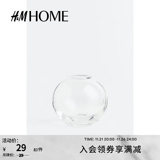 H&M HOME家居用品玻璃花瓶插鲜花干花容器客厅复古怀旧摆件0460753 透明玻璃002 NOSIZE