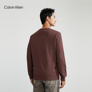 Calvin Klein  Jeans男士字母胶印休闲纯棉美拉德圆领卫衣40QM851 JVB-火山棕 M