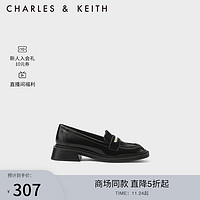 CHARLES & KEITH CHARLES&KEITH;一脚蹬英伦风乐福鞋女单鞋CK1-70580206 Black Boxed黑色 39