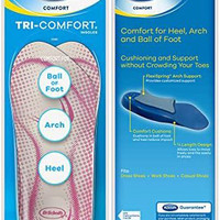 Dr.Scholl's 爽健 Dr. Scholl's Tri-Comfort 鞋垫 - 用于脚跟、足弓支撑和脚掌 具有针对性缓冲（女式 6-10）