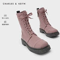 CHARLES & KEITH CHARLES&KEITH;方头系带拉链拼色中跟马丁靴女靴子女CK1-90920091 粉红色Pink 36