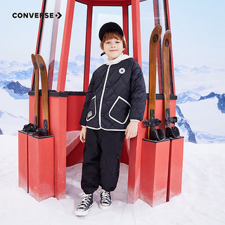 Converse 匡威童装男童可拆连帽棉服儿童宽松保暖外套不臃肿 正黑色 130/64