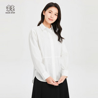 KOLON SPORT可隆女休闲内搭上衣弹力长袖衬衫 米白CR 155/XS