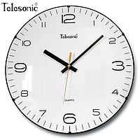 Telesonic 天王星 挂钟 客厅钟表创意简约石英钟薄边挂表拱形镜面北欧风格 Q0733-1黑色