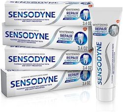 SENSODYNE 舒適達 修復和保護美白牙膏，用于敏感牙齒和預防蛀牙的牙膏，3.4盎司/支（約96.4克/支）（4 支裝）