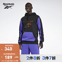 Reebok锐步男子HOODIE字母徽标运动加绒连帽套头卫衣HD4197 HF2165-紫色 L(180/100A)