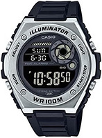 CASIO 卡西欧 男式石英运动手表,带树脂表带,黑色,20(型号:MWD-100H-1BVCF)