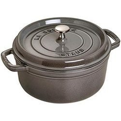 staub 珐宝 1101818 珐琅铸铁锅 圆形带盖 18cm, 1.7 L 内部亚光黑色珐琅，石墨色