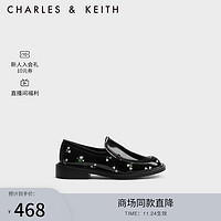 CHARLES & KEITH CHARLES&KEITH;英伦方头一脚蹬乐福鞋单鞋女SL1-71790019 Multi黑色 37