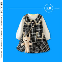 RB KIDS童装女童连衣裙春秋宝宝小香风套装裙子甜美儿童公主裙 甜美公主裙黑色 130cm (身高120-130cm)