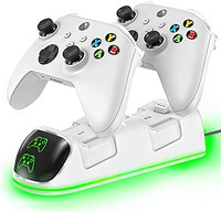 OIVO 控制器充电器站兼容 Xbox 系列/One-X/S/Elite 充电底座带 2x4800 mWh 可充电电池组,Xbox 控制器电池组