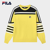 FILA 斐乐男子织衫时尚舒适撞色条纹休闲毛衣 蕾黄-YE 170/92A/M