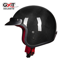 GXT 摩托车头盔碳纤维头盔男女士半盔冬季保暖覆式机车复古头盔酷