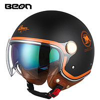 BEON 双镜片摩托车半盔男女复古哈雷头盔四分之三盔四季冬季3C认证