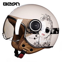 BEON 摩托车头盔男女士冬季轻便式复古半盔电动车四季安全帽3C认证
