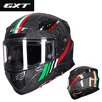 GXT 碳纤维摩托车全盔头盔双镜片冬季保暖蛇纹机车男女大尾翼