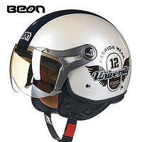 BEON 摩托车头盔男女个性酷机车半盔覆式四季电动车安全帽冬季保暖