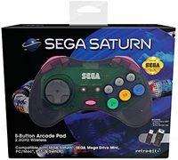 Retro-Bit 官方SEGA Saturn 2.4Ghz无线Arcade Pad手柄，适用于MEGA DRIVE MINI CONSOLE，控制台（灰白色）