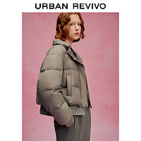 URBAN REVIVO UR冬季女时尚都市简约百搭绗缝设计感羽绒服UWU130034 深棕绿 S