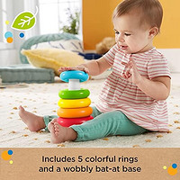 Fisher-Price Rock-a-Stack 婴儿玩具，经典的 Roly-Poly 婴幼儿圆环堆叠玩具，由植物材料制成