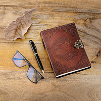 URBAN leather 太阳月日记本 男女可书写,手工复古旅行日记绘图素描本剪贴簿日记书写笔记本笔记本厚空白页