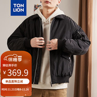 唐狮 TONLION羽绒服男23冬季翻领短款 黑色 XL