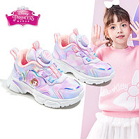 Disney 迪士尼 童鞋冬季旋钮扣老爹鞋女童公主渐变加绒运动鞋DP22133 粉色 30码