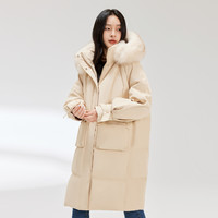 雪中飞 SNOWFLYING 女式长款简约纯色加厚保暖冬季御寒羽绒服女