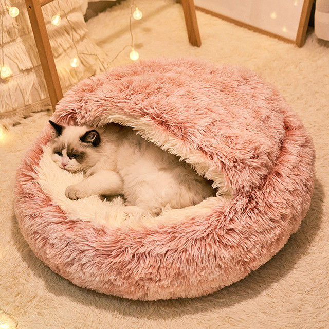 京东百亿补贴：PEITE PET 冬季保暖猫窝 樱花粉长毛绒  L 码 15斤内猫用