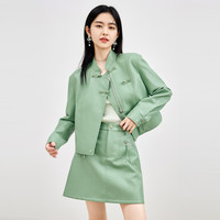 秋水伊人 时髦高腰半身裙ins修身A字短款百搭皮裙