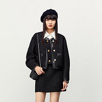 太平鸟【外套合集】时尚设计感休闲复古外套女 黑色设计感外套 XS