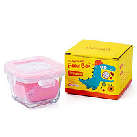 迪迪尼卡 婴儿辅食盒玻璃密封保鲜盒防漏宝宝食物可冷冻方形耐高温 粉色（单只装）（不带刻度）
