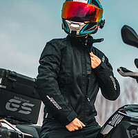 DUNHAM 杜汉 DUHAN）D-215款摩托车夹克男子透气赛车保护可拆卸护夏季骑摩托黑色-XL