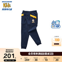 Skechers斯凯奇男童运动裤加绒防寒保温长裤秋冬季柔软宝宝裤子L423B012 藏青色/002Z 120