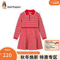 暇步士（Hush Puppies）童装女童连衣裙2023冬装儿童连衣裙舒适混纺舒适线衣时尚 珊瑚红 105cm