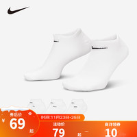 NIKE 耐克男女童短袜3双装DRI-FIT速干儿童运动袜子 白/(黑) S(22-24cm袜长)