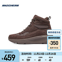 斯凯奇（Skechers）秋女士休闲高帮鞋厚底高回弹舒适运动鞋 144523-RUST赤褐色 35