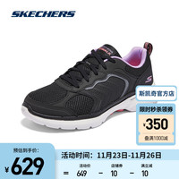 斯凯奇（Skechers）GO WALK 6女士绑带健步鞋124633 黑色/多彩色/BKMT 35