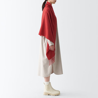 無印良品 MUJI 無印良品  羊毛织 能护膝的 大号披肩 围巾 围脖 DDD04A3A 红色
