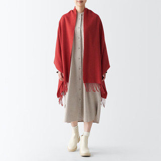 無印良品 MUJI 無印良品  羊毛织 能护膝的 大号披肩 围巾 围脖 DDD04A3A 红色