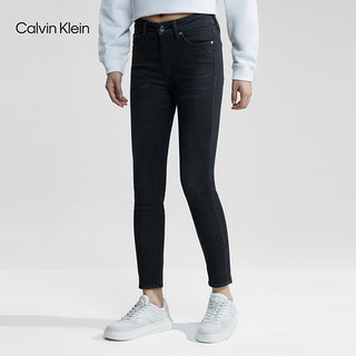 Calvin Klein Jeans24春季女士蚕丝混纺高腰紧身微弹水洗牛仔裤J222908 1BY-牛仔黑 26