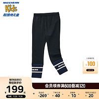 Skechers斯凯奇女童紧身裤秋冬加绒俏皮舒适可外穿大童儿童裤L423G005 碳黑/0018 130cm