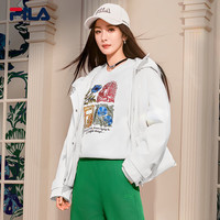 斐乐FILA V&A联名棉服女士连帽外套春季时尚宽松女装 云菇白-WT 170/88A/L