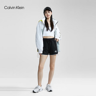 Calvin Klein  Jeans24春季女士简约字母印花抽绳腰纯棉运动短裤J222935 BEH-太空黑 M