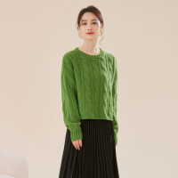 寒潮来了：SPRING BAMBOO 春竹 女士小清新麻花镂空慵懒毛衣