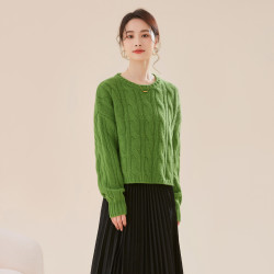 SPRING BAMBOO 春竹 女士小清新麻花镂空慵懒毛衣