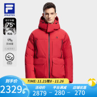 FILA 斐乐男士羽绒服防水运动宽松连帽外套 釉底红-WI 175/96A/L