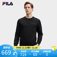 FILA 斐乐男子针织套头衫休闲基础简约抗菌卫衣 正黑色-BK 185/104A/XXL